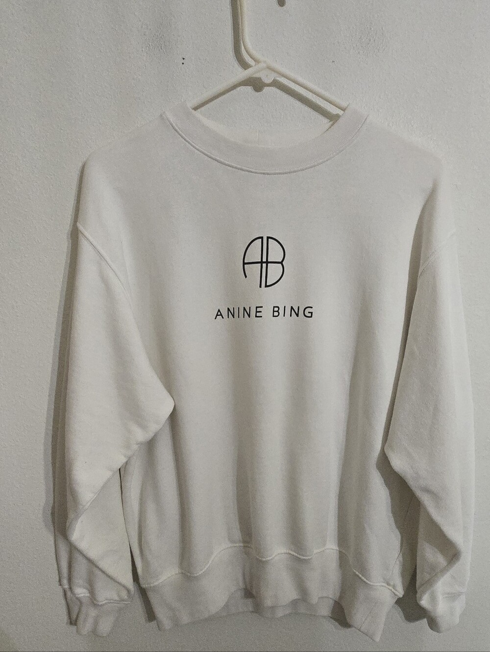 Anine Bing Cream Logo Crewneck Sweatshirt